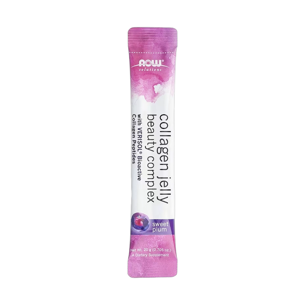 NOW Foods, Solutions, Collagen Jelly Beauty Complex, Sweet Plum, 10 Jelly Sticks, 0.705 oz (20 g) Each