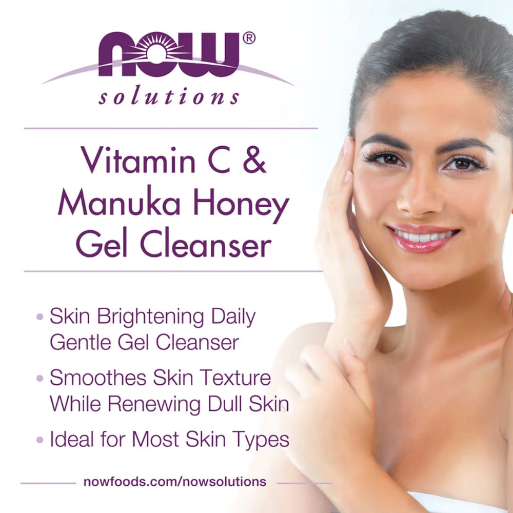 NOW Foods, Solutions, Gel Cleanser, Vitamin C & Manuka Honey, 8 fl oz, 237 ml