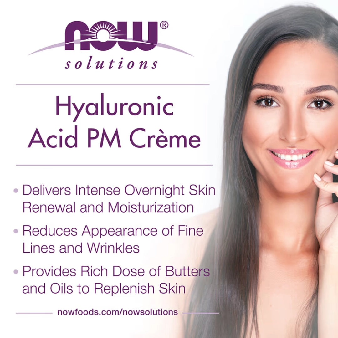 NOW Foods, Solutions, Hyaluronic Acid PM Creme, 2 fl oz, 59 ml