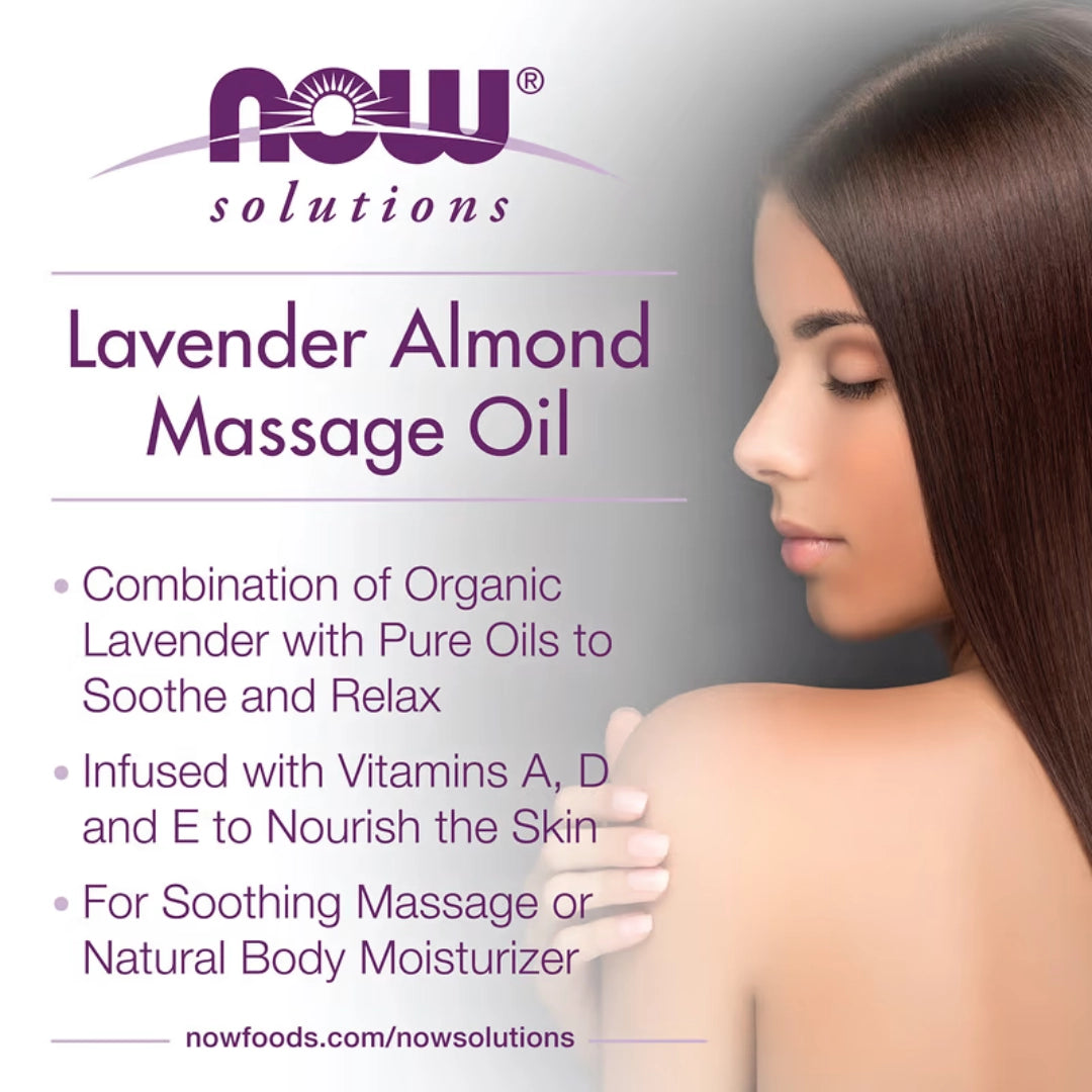 NOW Foods, Solutions, Lavender Almond Massage Oil, 16 fl oz, 473 ml