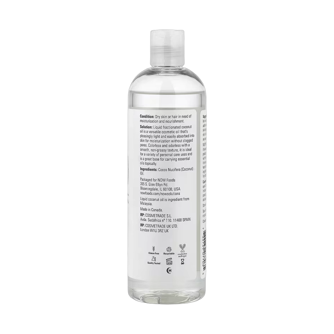 NOW Foods, Solutions, Liquid Coconut Oil, Pure Fractionated, 16 fl oz, 473 ml