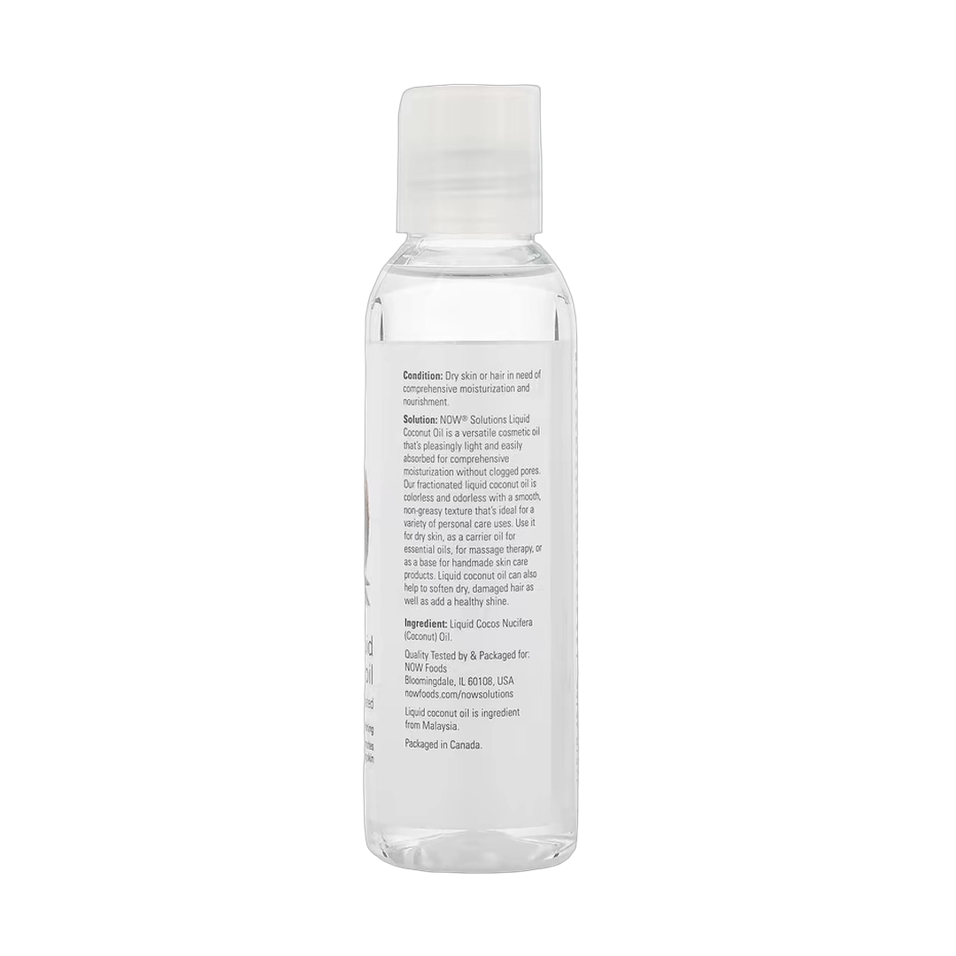 NOW Foods, Solutions, Liquid Coconut Oil, Pure Fractionated, 4 fl oz, 118 ml