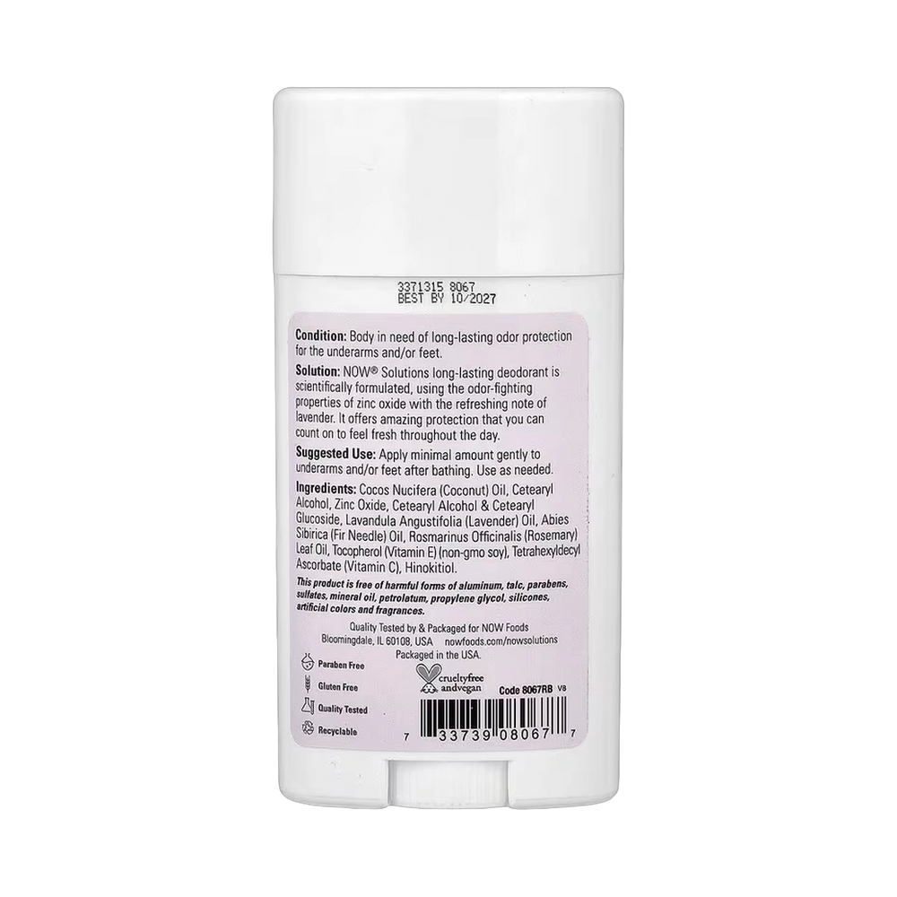 NOW Foods, Solutions, Long-Lasting Deodorant, Lavender, 2.2 oz, 62 g