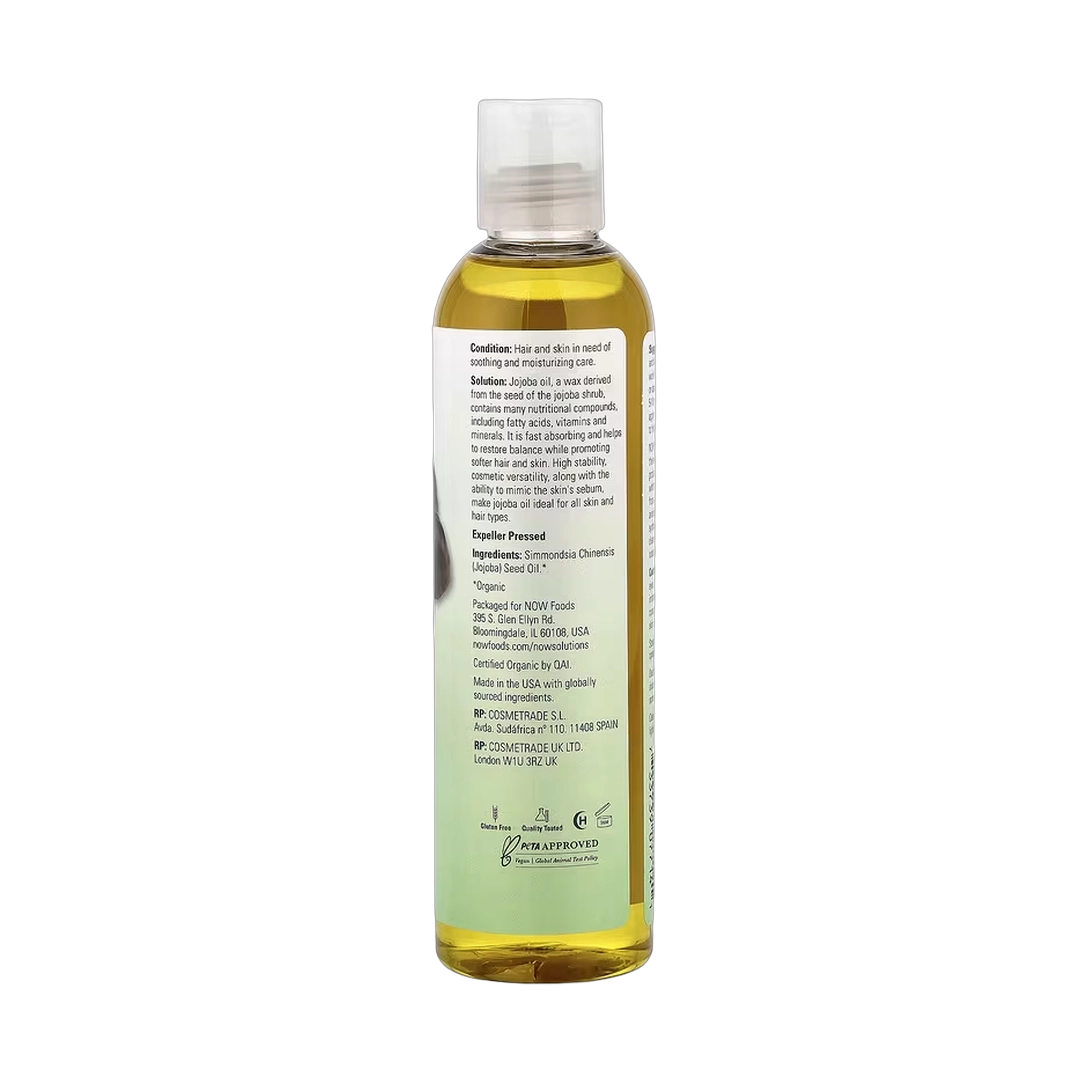NOW Foods, Solutions, Organic Jojoba Oil, 8 fl oz, 237 ml