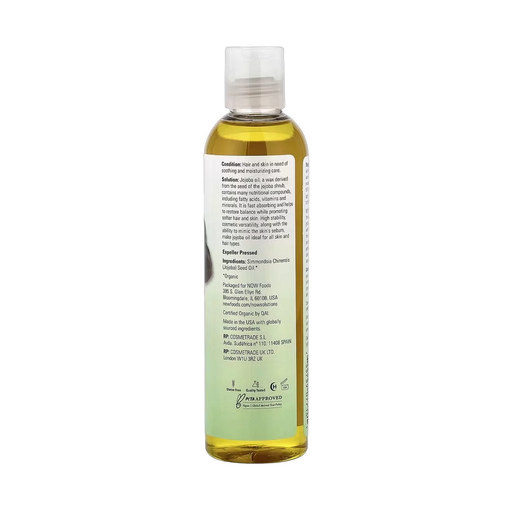 NOW Foods, Solutions, Organic Jojoba Oil, 8 fl oz, 237 ml
