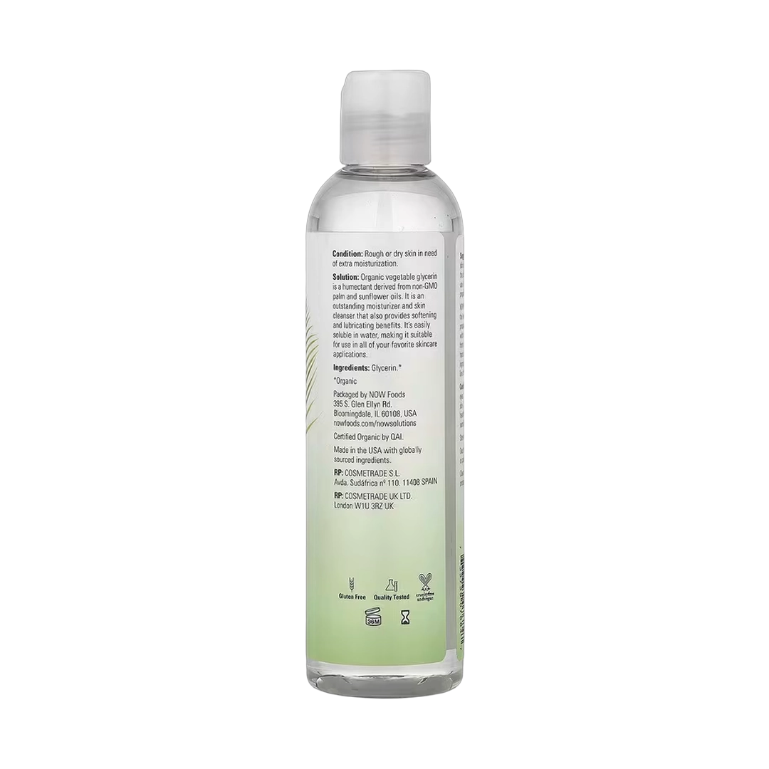 NOW Foods, Solutions, Organic Vegetable Glycerine, 8 fl oz, 237 ml