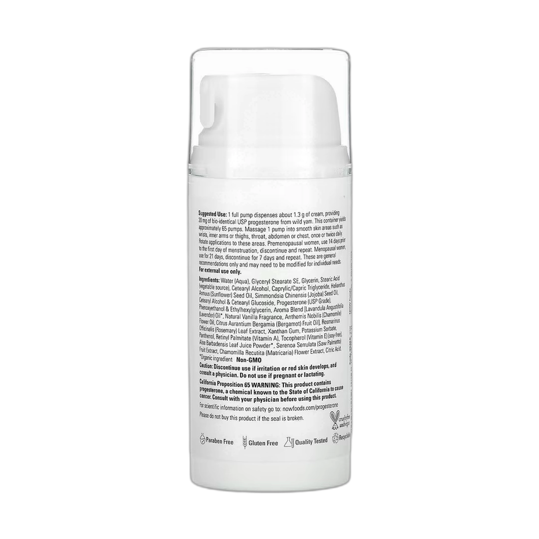 NOW Foods, Solutions, Progesterone from Wild Yam, Balancing Skin Cream, Calming Lavender, 3 oz, 85 g