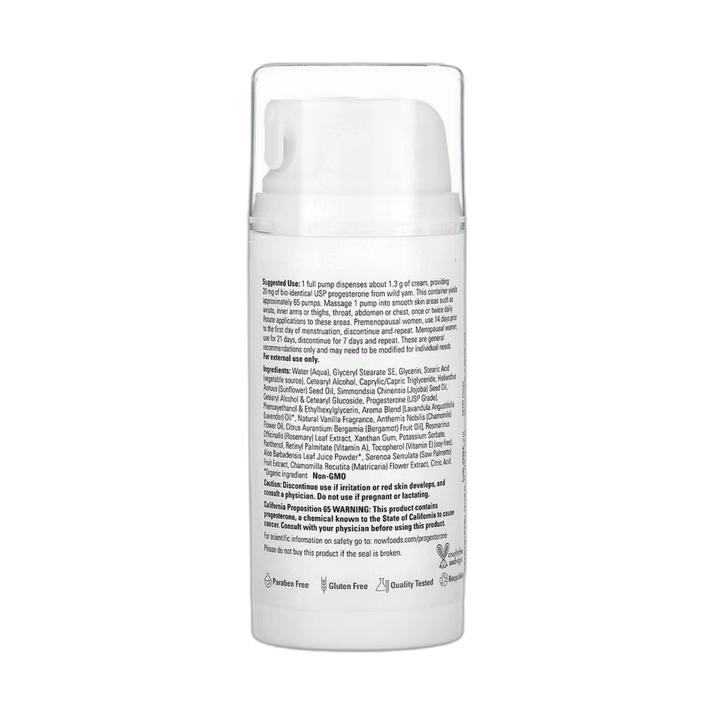 NOW Foods, Solutions, Progesterone from Wild Yam, Balancing Skin Cream, Calming Lavender, 3 oz, 85 g