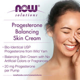 NOW Foods, Solutions, Progesterone from Wild Yam, Balancing Skin Cream, Fragrance Free, 3 oz, 85 g