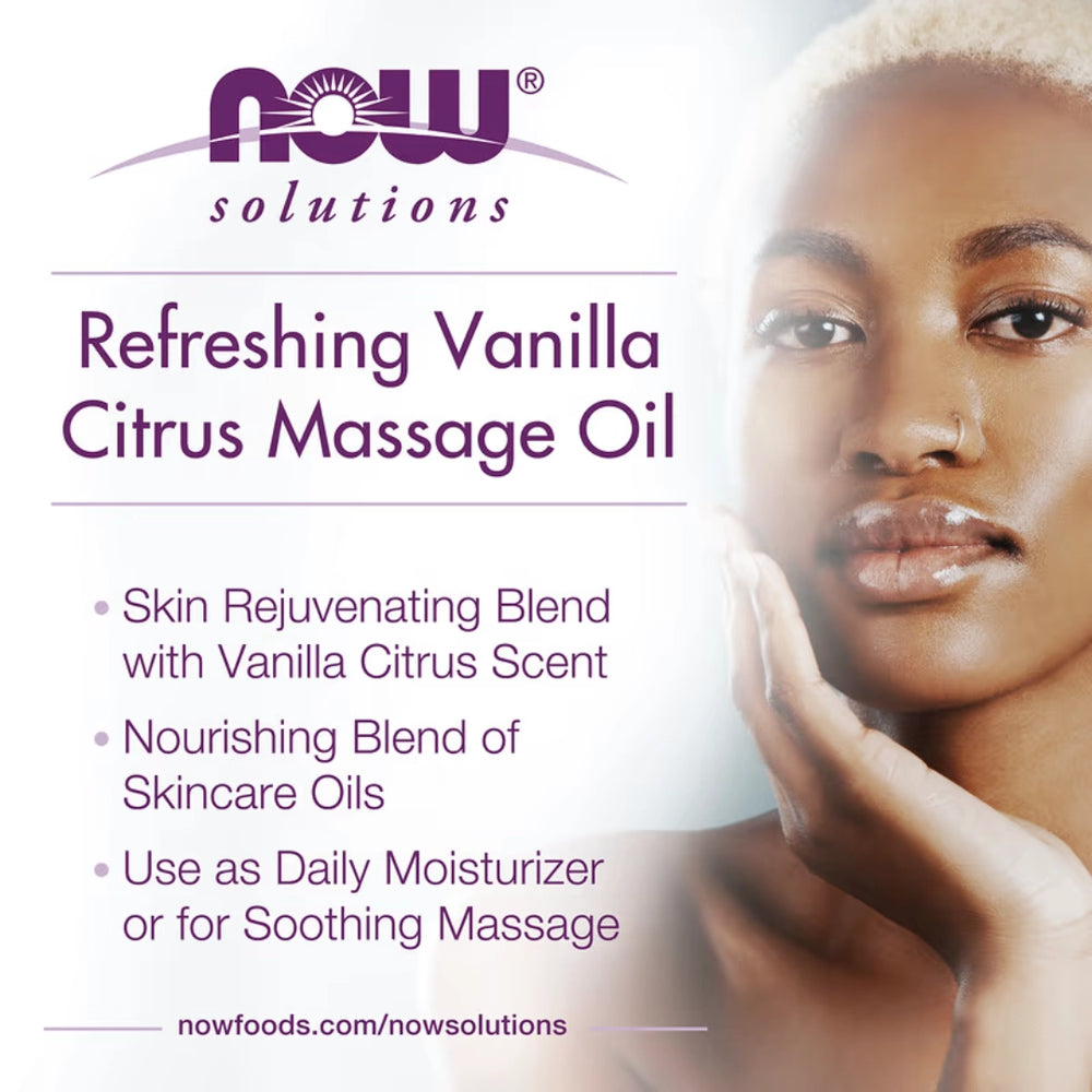NOW Foods, Solutions, Refreshing Massage Oil, Vanilla Citrus, 8 fl oz, 237 ml