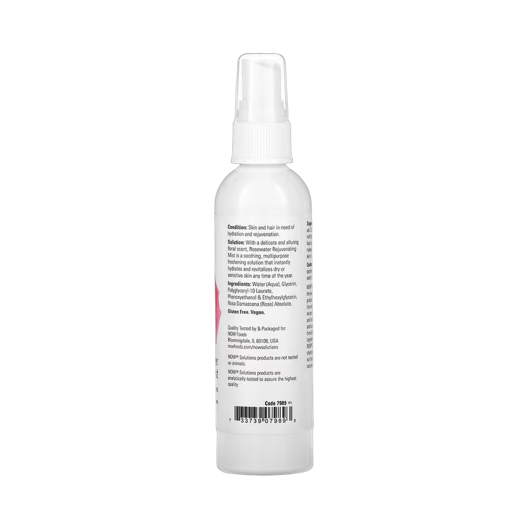 NOW Foods, Solutions, Rosewater Rejuvenating Mist, 4 fl oz, 118 ml