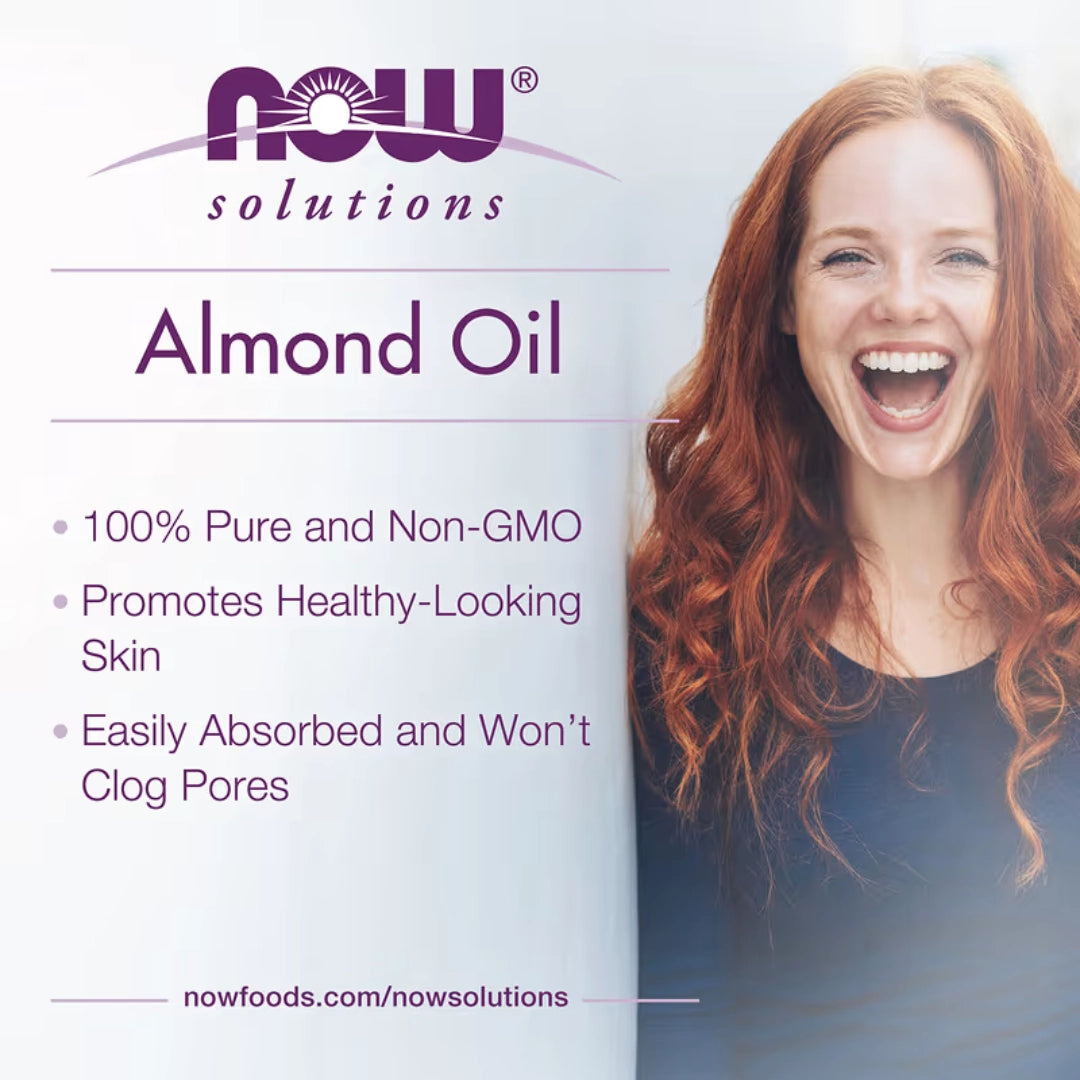 NOW Foods, Solutions, Sweet Almond Oil, Pure Moisturizing Oil, Unscented, 16 fl oz, 473 ml