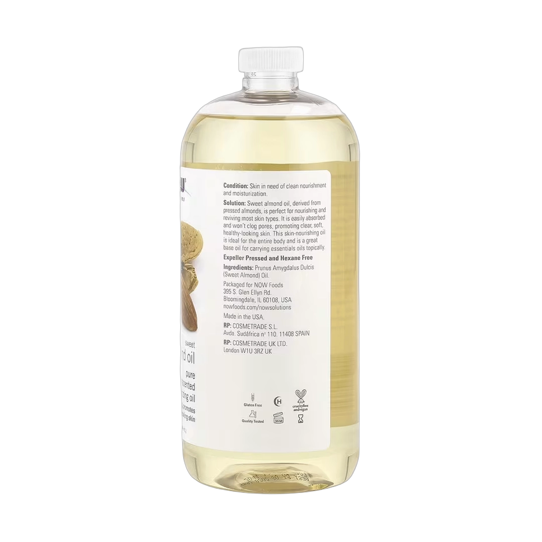 NOW Foods, Solutions, Sweet Almond Oil, Unscented, 32 fl oz, 946 ml