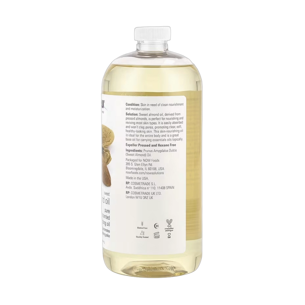 NOW Foods, Solutions, Sweet Almond Oil, Unscented, 32 fl oz, 946 ml