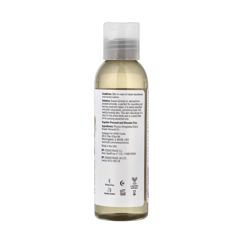 NOW Foods, Solutions, Sweet Almond Oil, Unscented, 4 fl oz, 118 ml