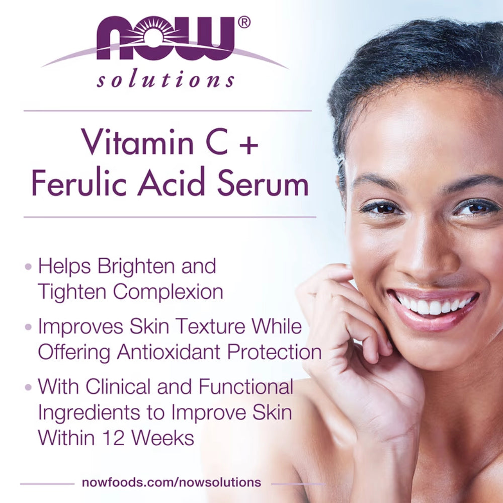 NOW Foods, Solutions, Vitamin C & Ferulic Acid Serum, 1 fl oz, 30 ml