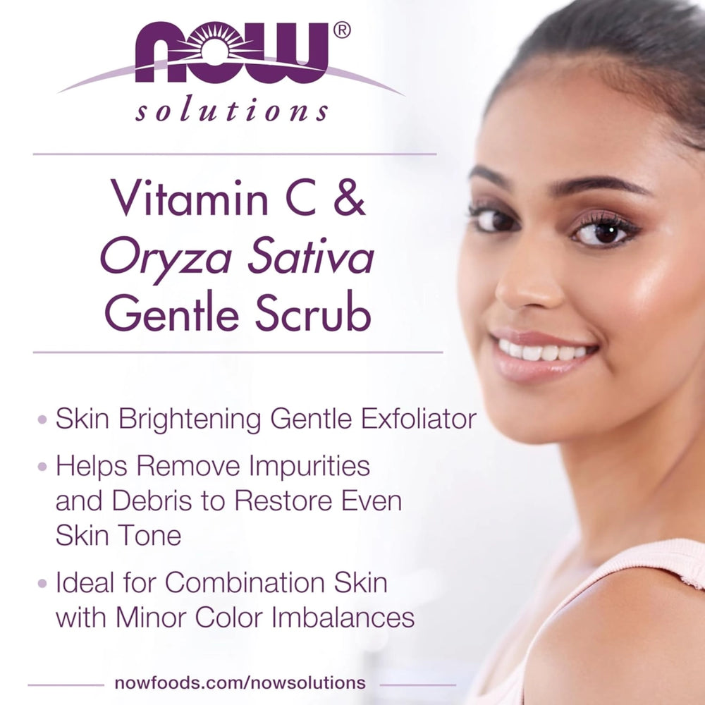 NOW Foods, Solutions, Vitamin C & Oryza Sativa, Gentle Scrub, 4fl oz, 118 ml