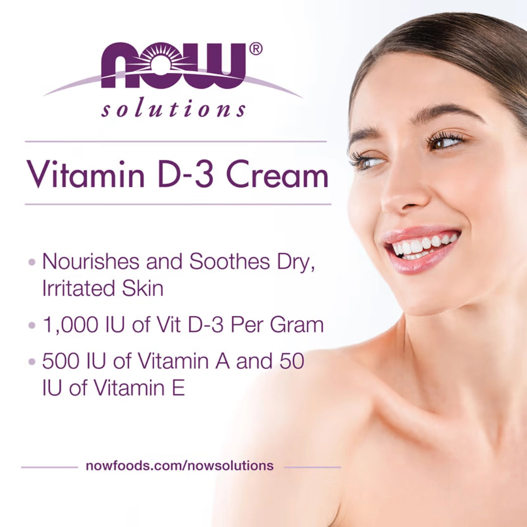 NOW Foods, Solutions, Vitamin D-3 Cream, 4 fl oz, 118 ml