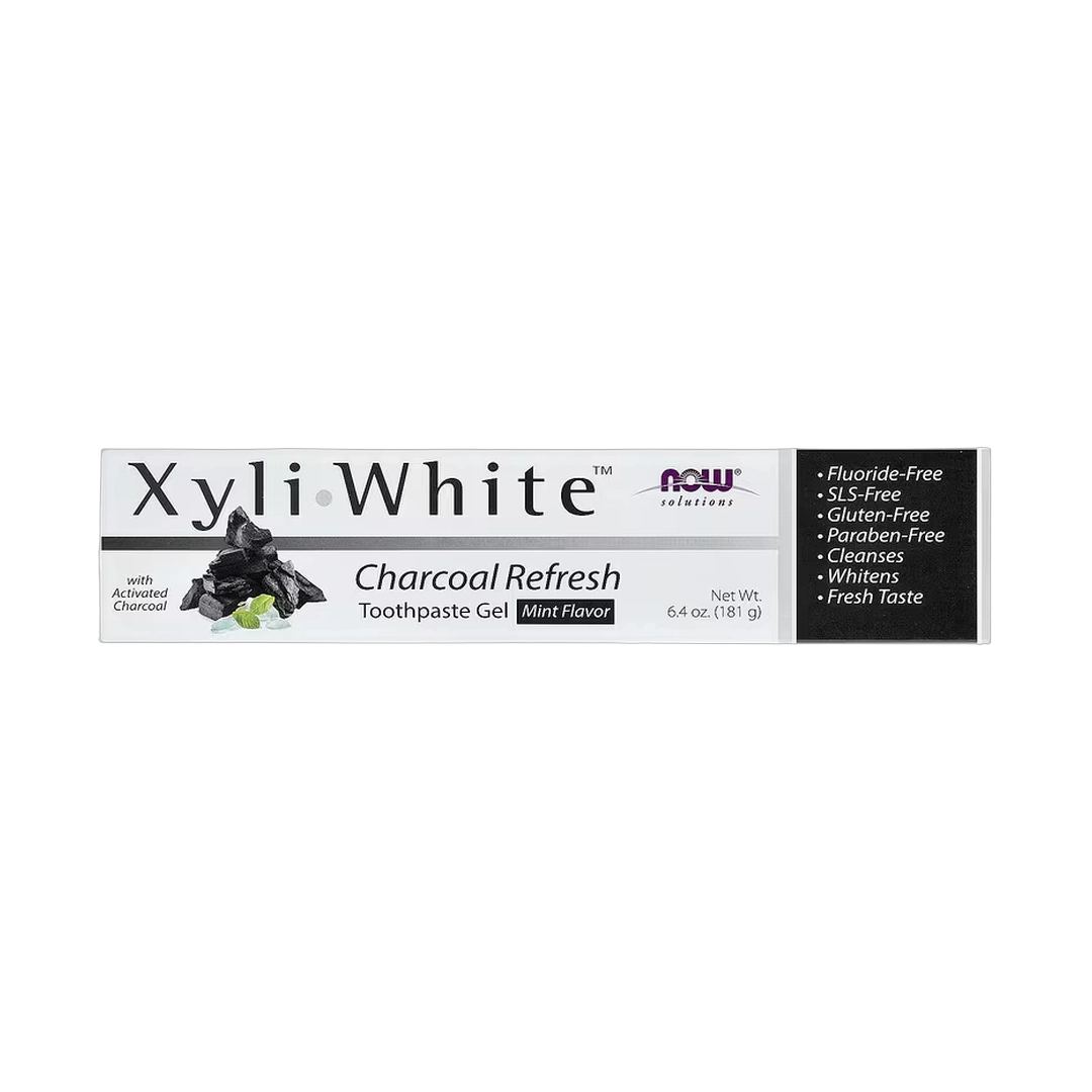 NOW Foods, Solutions, XyliWhite™, Charcoal Refresh, Toothpaste Gel, Mint, 6.4 oz, 181 g
