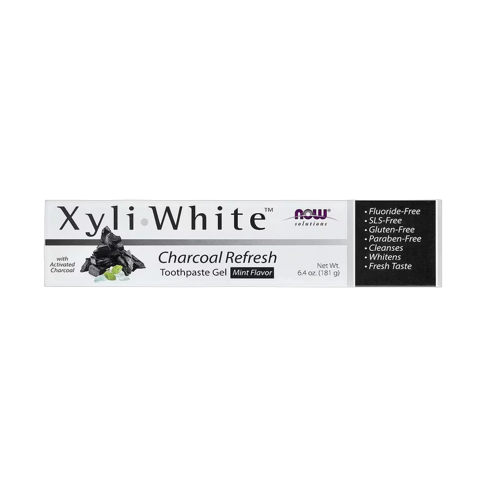 NOW Foods, Solutions, XyliWhite™, Charcoal Refresh, Toothpaste Gel, Mint, 6.4 oz, 181 g