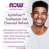 NOW Foods, Solutions, XyliWhite™, Charcoal Refresh, Toothpaste Gel, Mint, 6.4 oz, 181 g