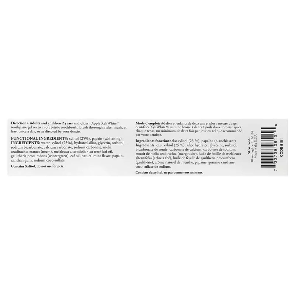 NOW Foods, Solutions, XyliWhite™ Toothpaste Gel, Neem & Tea Tree, Mint, 6.4 oz, 181 g