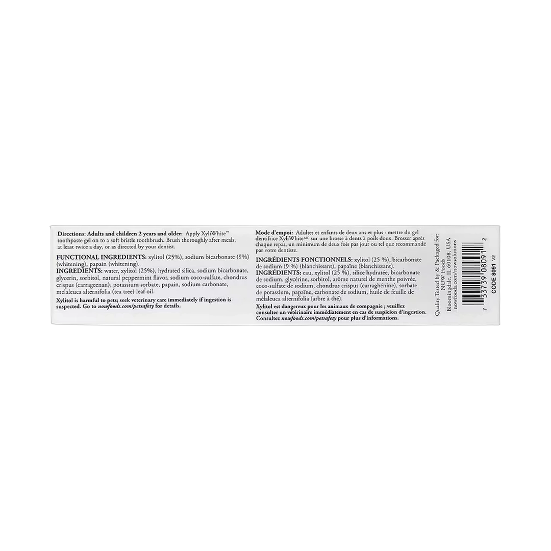 NOW Foods, Solutions, XyliWhite™, Toothpaste Gel with Baking Soda, Platinum Mint, 6.4 oz, 181 g