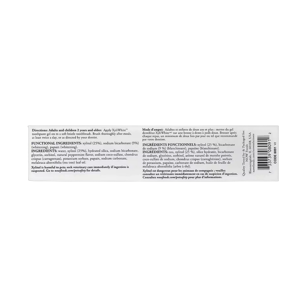 NOW Foods, Solutions, XyliWhite™, Toothpaste Gel with Baking Soda, Platinum Mint, 6.4 oz, 181 g