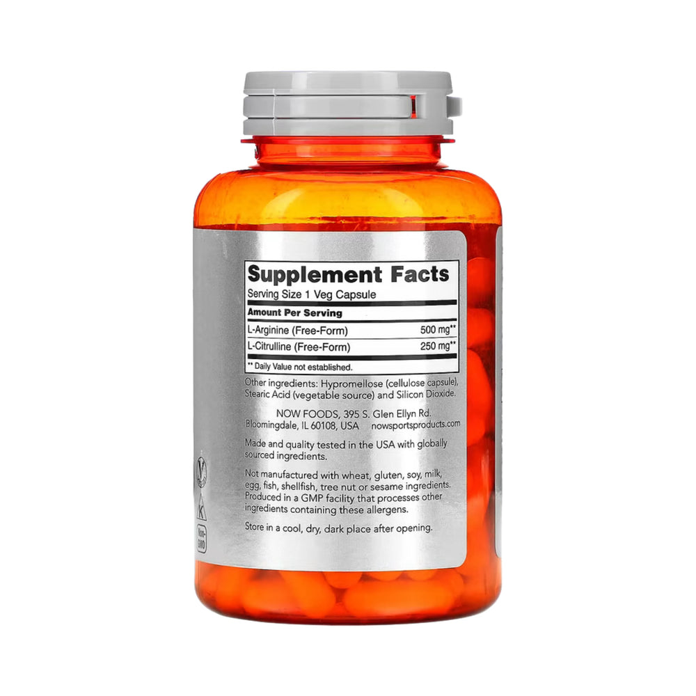 NOW Foods, Sports, Arginine & Citrulline, 120 Veg Capsules