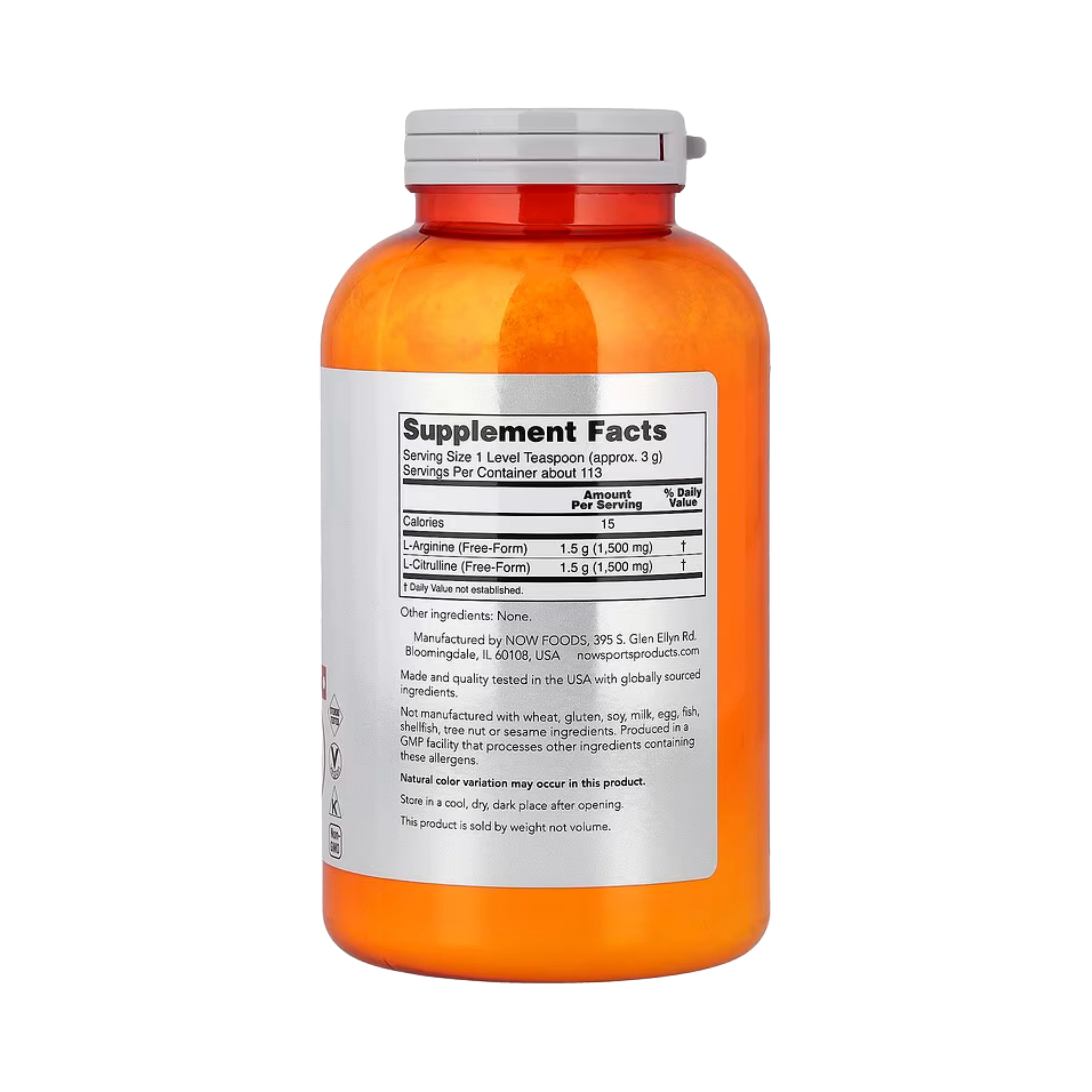 NOW Foods, Sports, Arginine & Citrulline Powder, 12 oz, 340 g