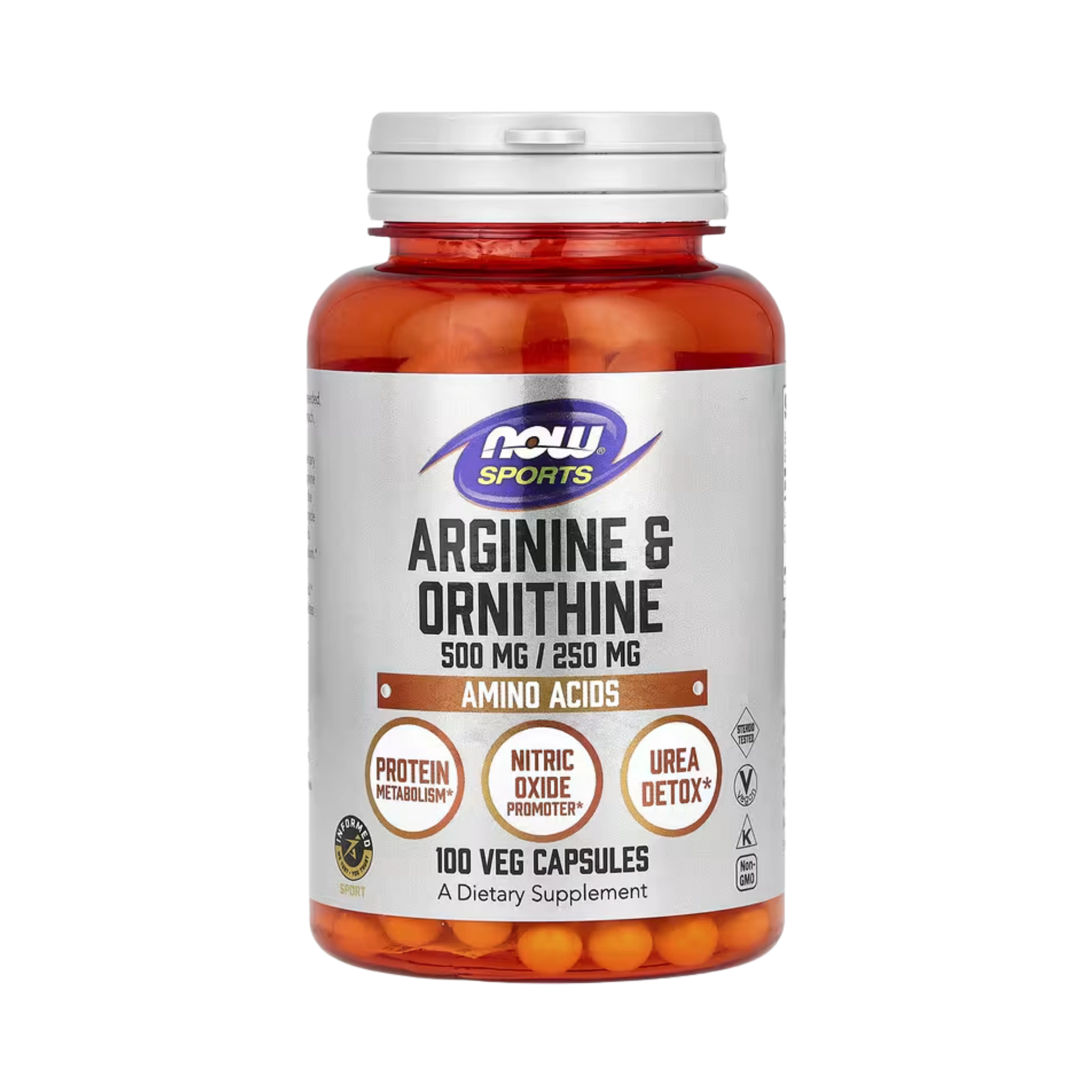 NOW Foods, Sports, Arginine & Ornithine, 100 Veg Capsules