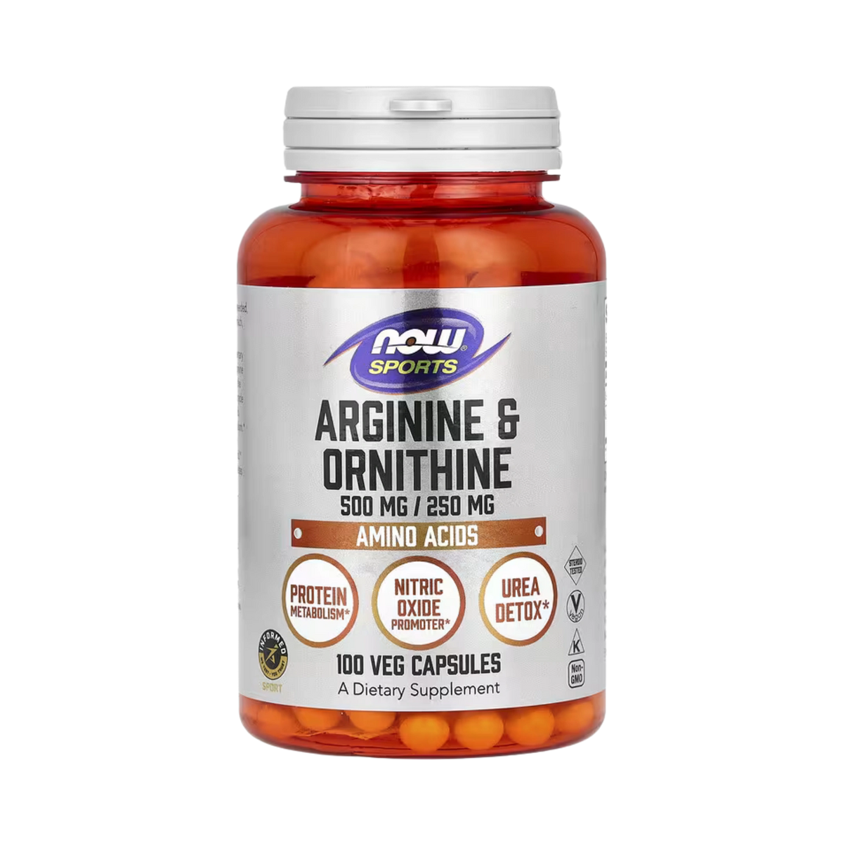 NOW Foods, Sports, Arginine & Ornithine, 100 Veg Capsules