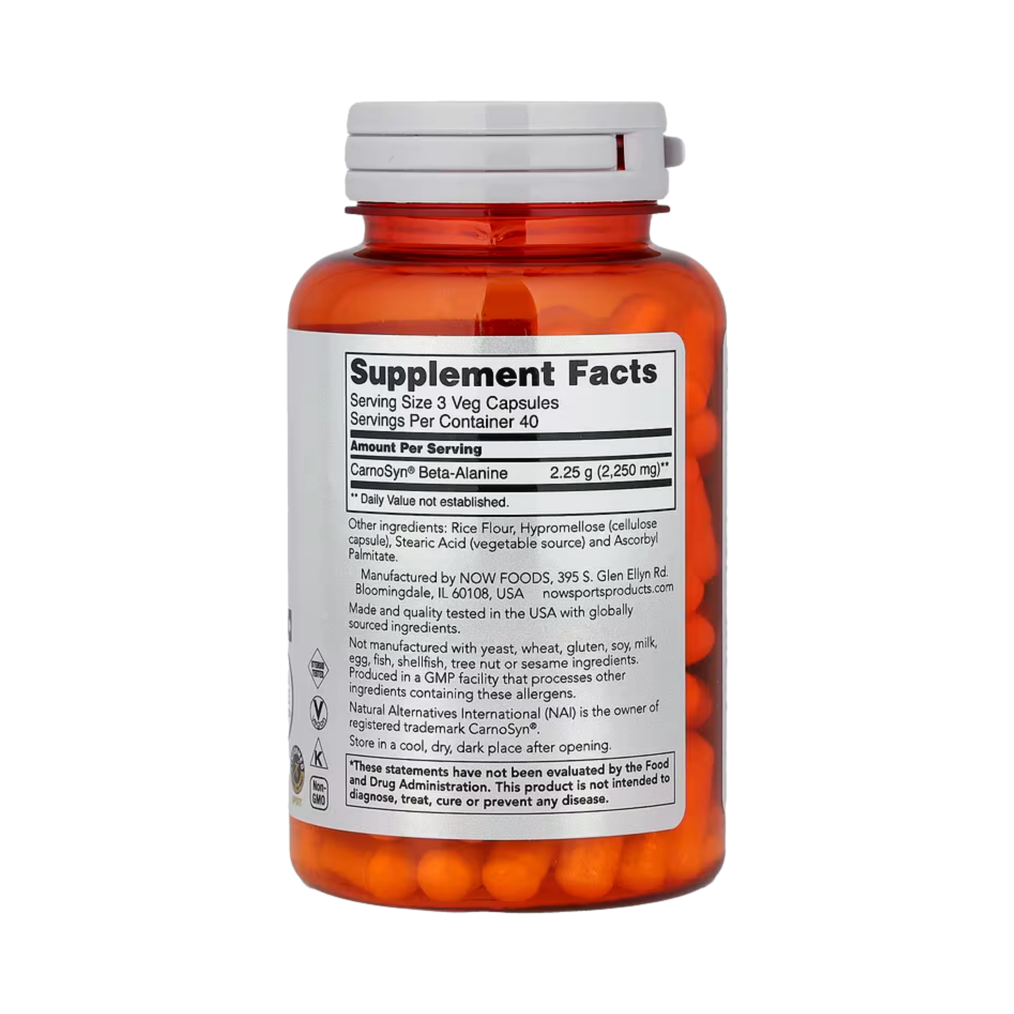 NOW Foods, Sports, Beta-Alanine, Endurance, 120 Veg Capsules