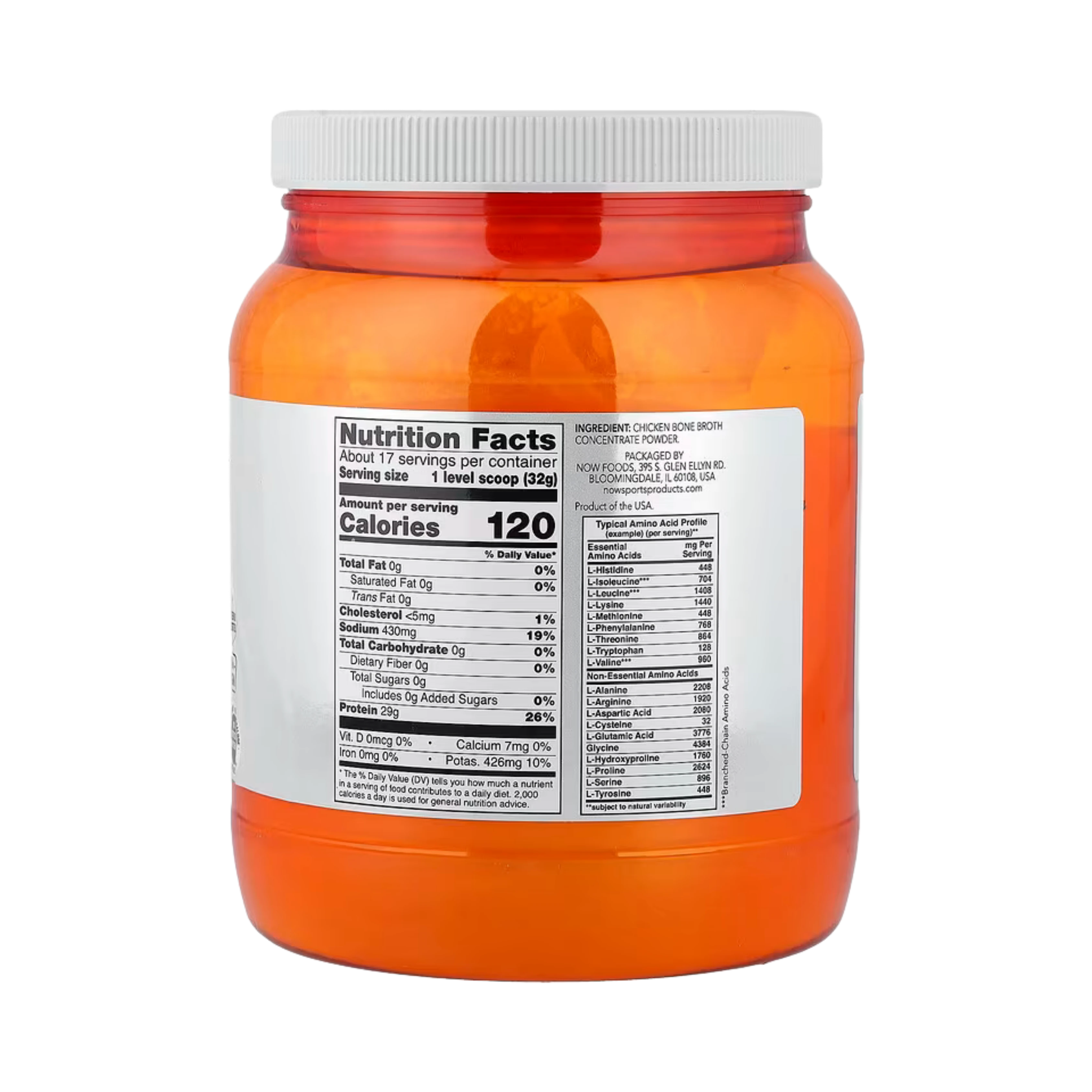 NOW Foods, Sports, Chicken Bone Broth Protein Powder, 1.2 lbs, 544 g