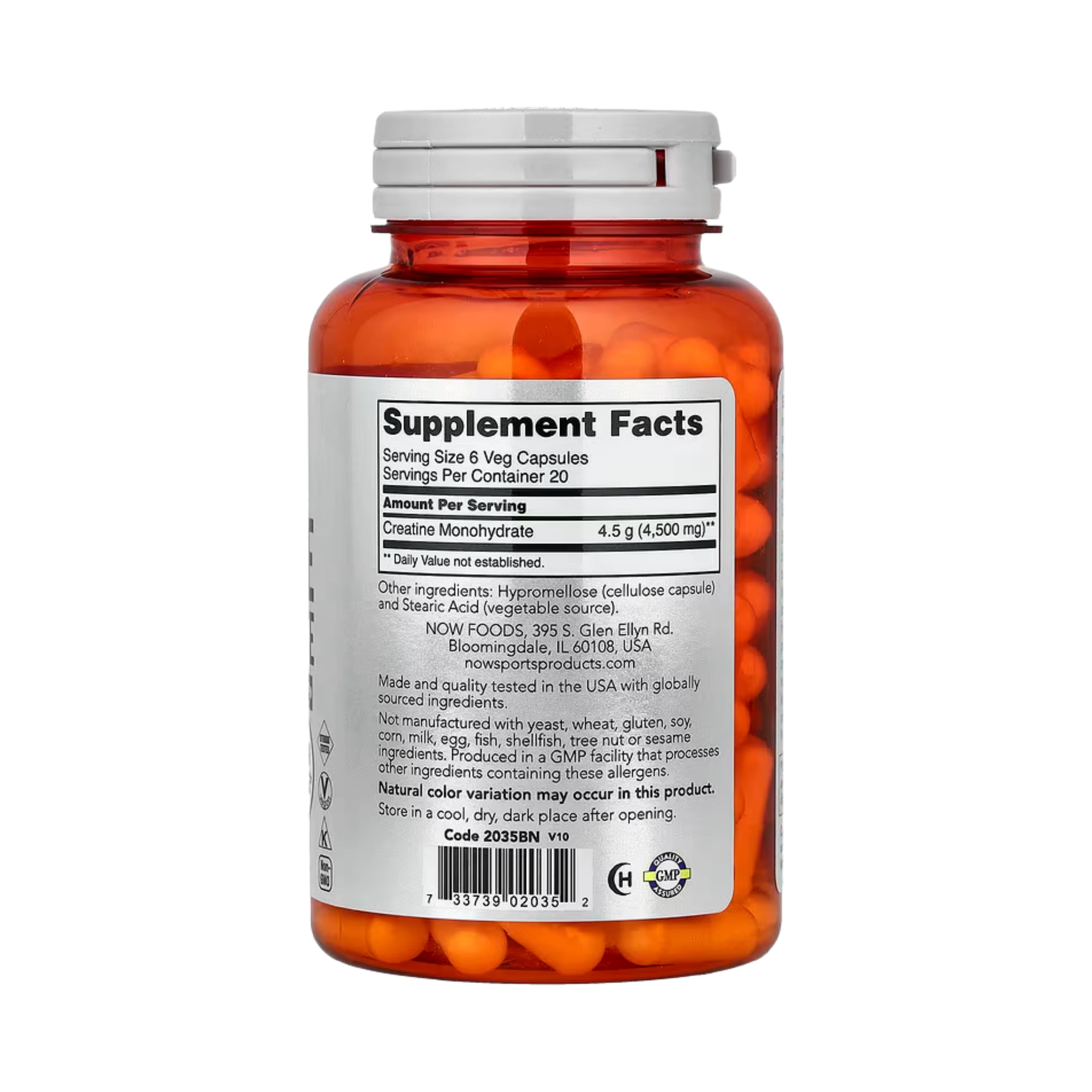 NOW Foods, Sports, Creatine Monohydrate, 120 Veg Capsules