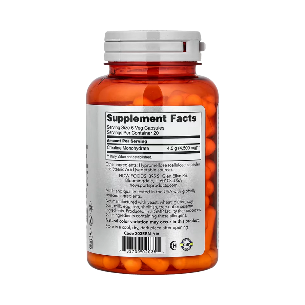 NOW Foods, Sports, Creatine Monohydrate, 120 Veg Capsules