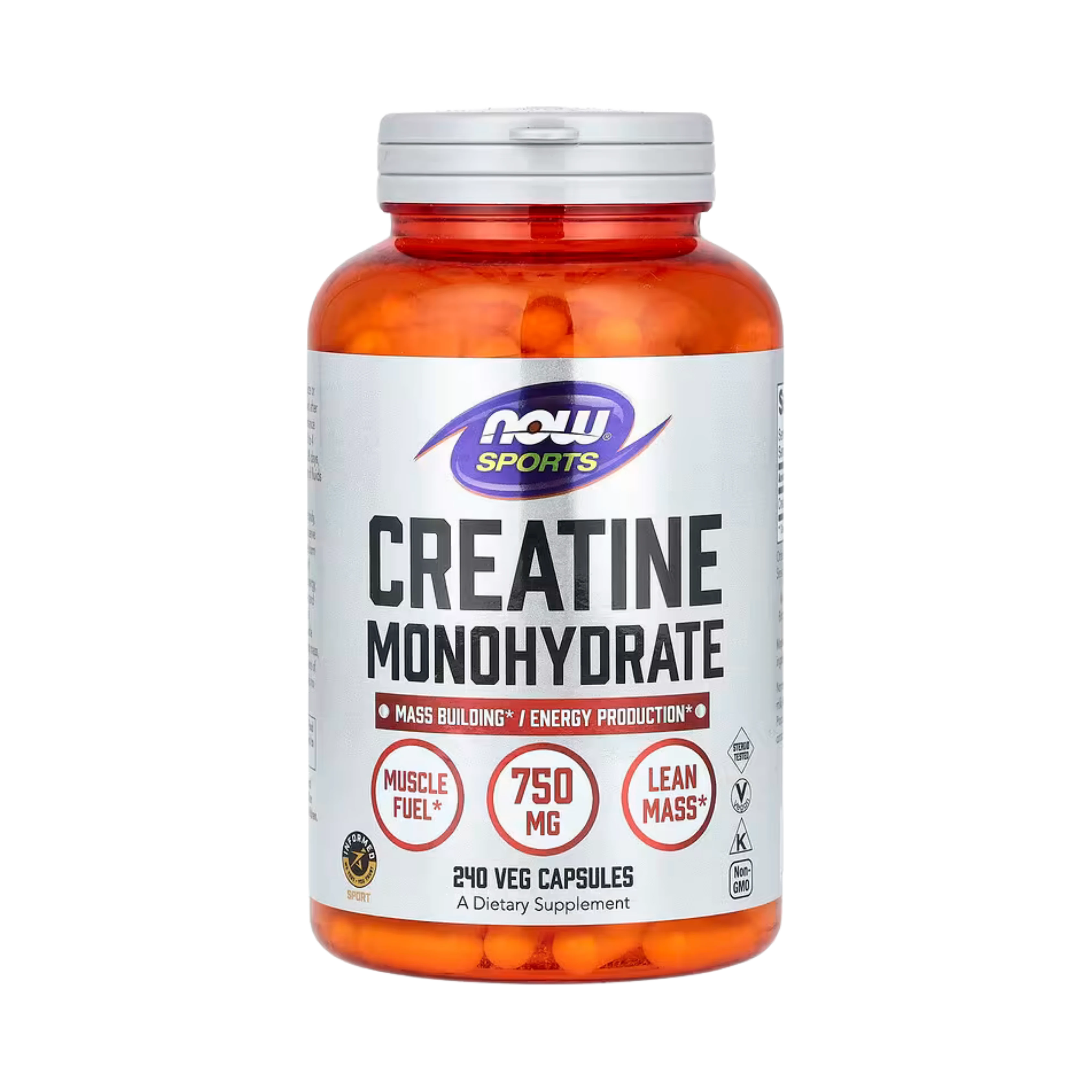NOW Foods, Sports, Creatine Monohydrate, 750 mg, 240 Veg Capsules