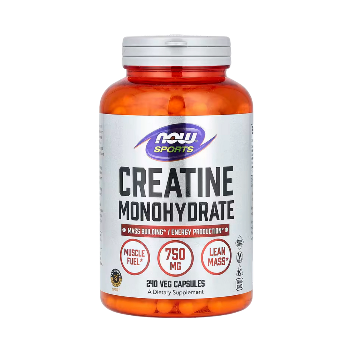 NOW Foods, Sports, Creatine Monohydrate, 750 mg, 240 Veg Capsules