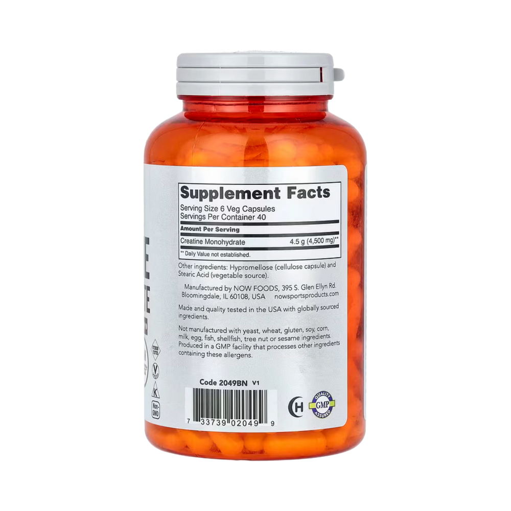 NOW Foods, Sports, Creatine Monohydrate, 750 mg, 240 Veg Capsules