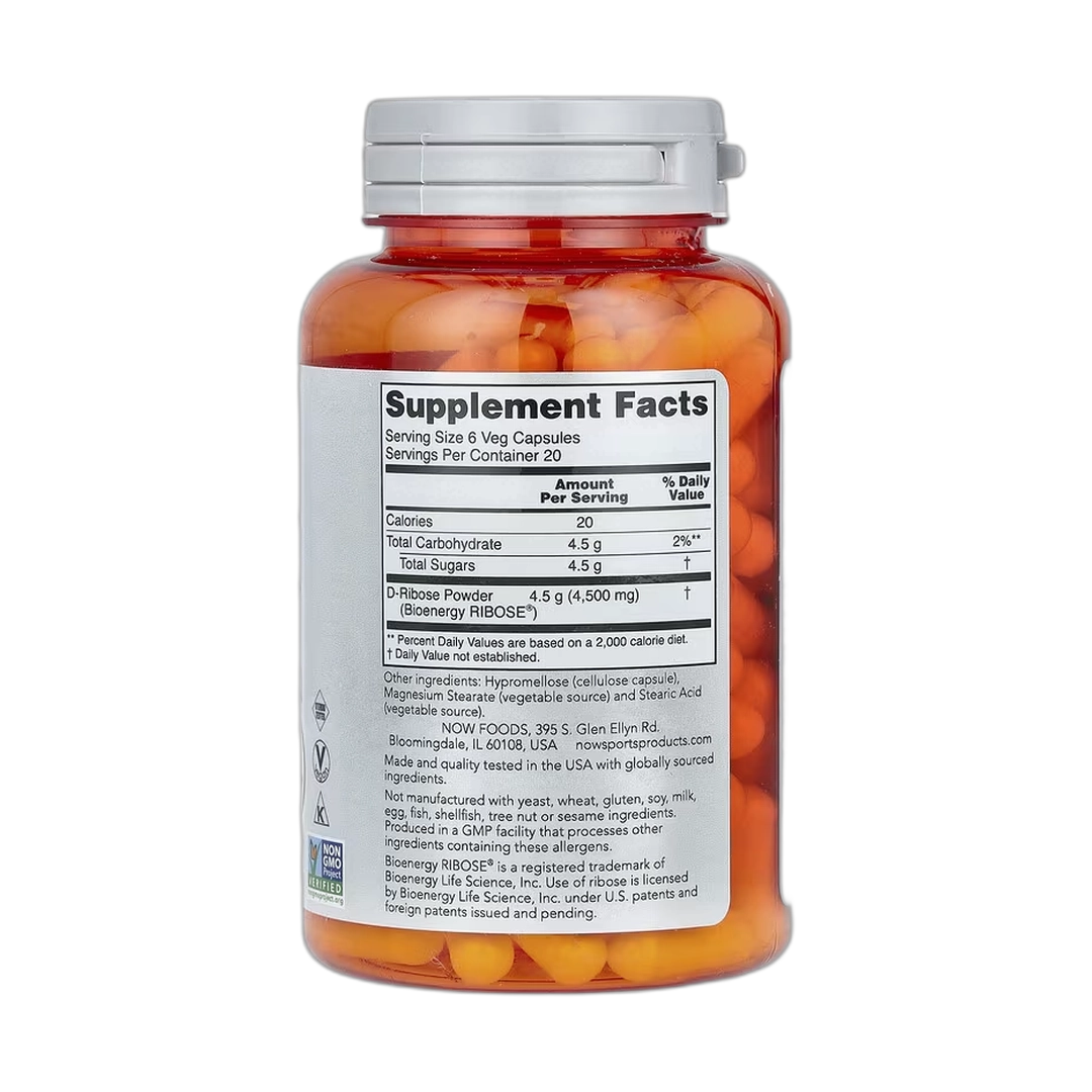 NOW Foods, Sports, D-Ribose, 750 mg, 120 Veg Capsules