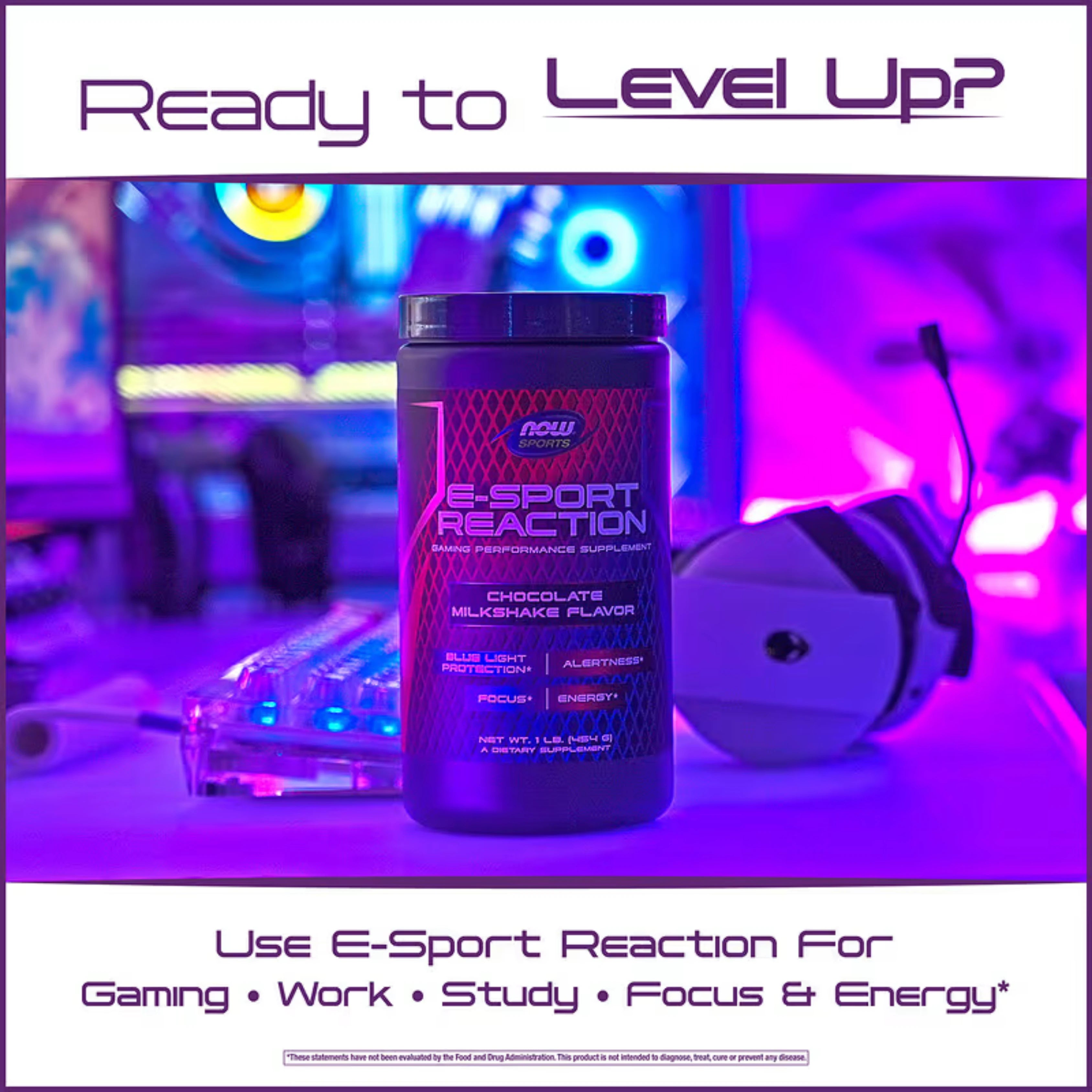 NOW Foods, Sports, E-Sport Reaction, Chocolate Milkshake, 1 lb, 454 g
