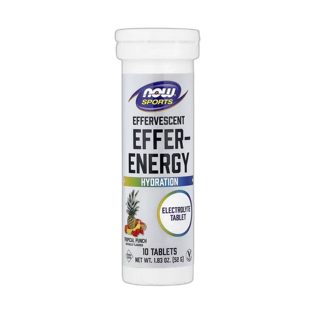 NOW Foods, Sports, Effer-Energy Effervescent, Tropical Punch, 10 Tablets, 1.83 oz, 52 g