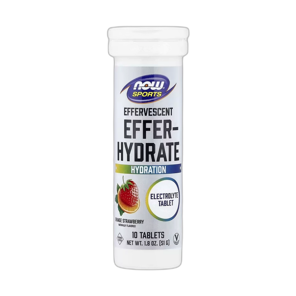 NOW Foods, Sports, Effer-Hydrate Effervescent, Orange Strawberry, 10 Tablets, 1.8 oz, 51 g