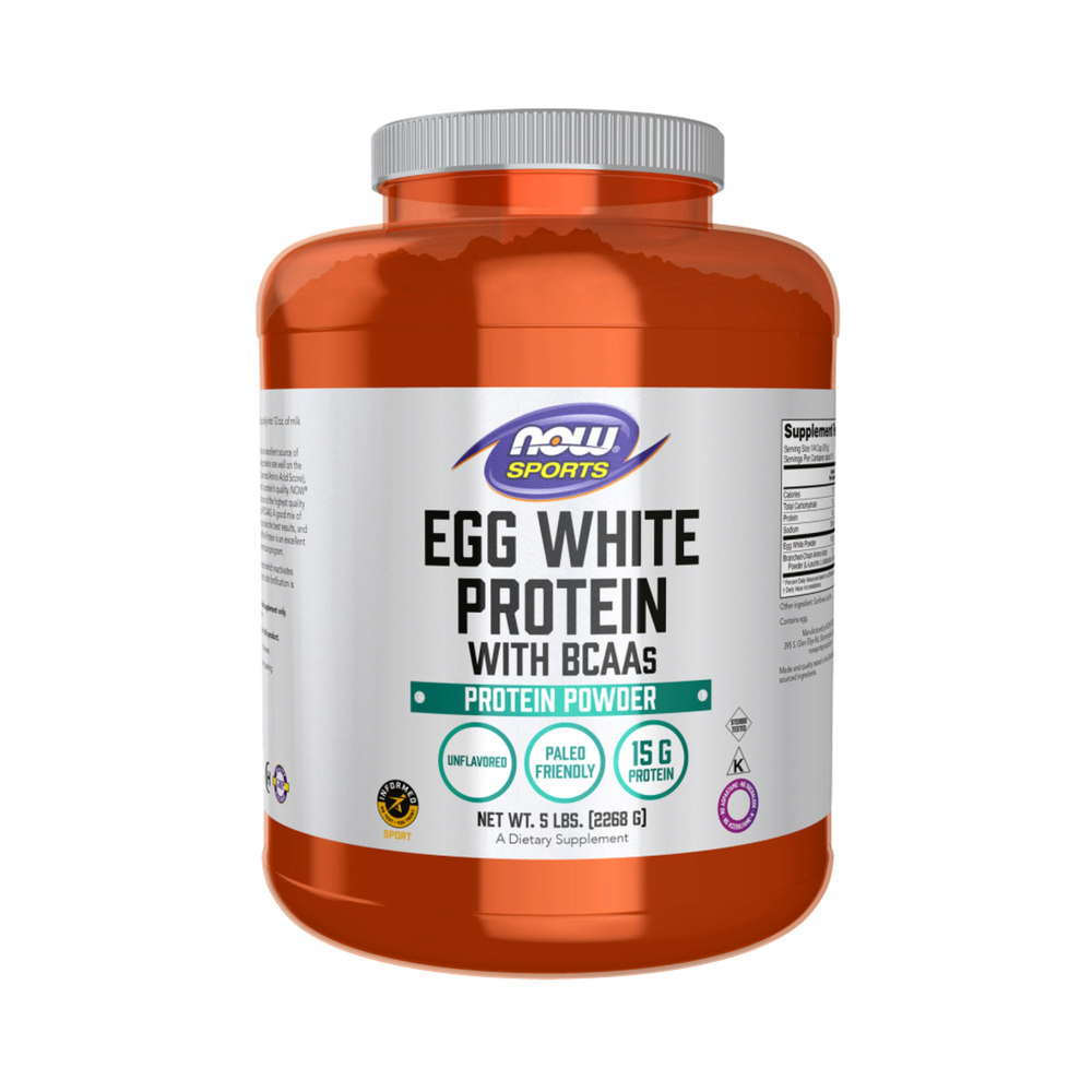 NOW Foods, Sports, Egg White Protein with BCAAs, Protein Powder, Unflavored, 5 lbs, 2268 g