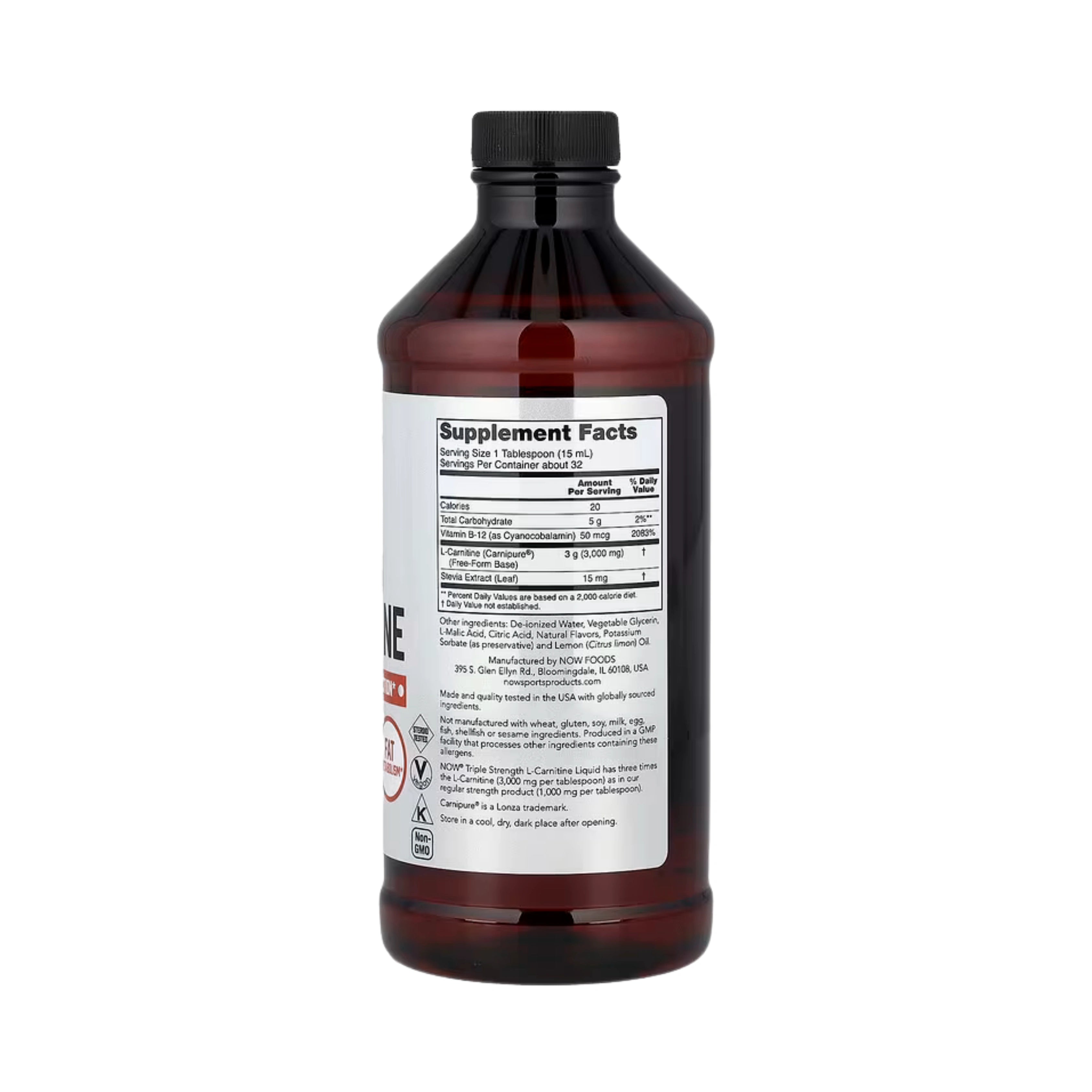 NOW Foods, Sports, L-Carnitine, Triple Strength, Citrus, 16 fl oz, 473 ml