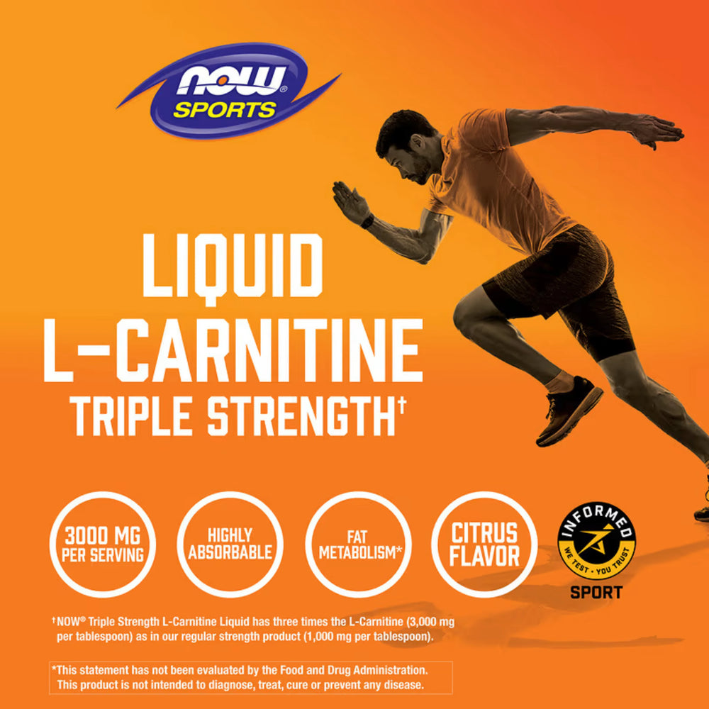 NOW Foods, Sports, L-Carnitine, Triple Strength, Citrus, 16 fl oz, 473 ml