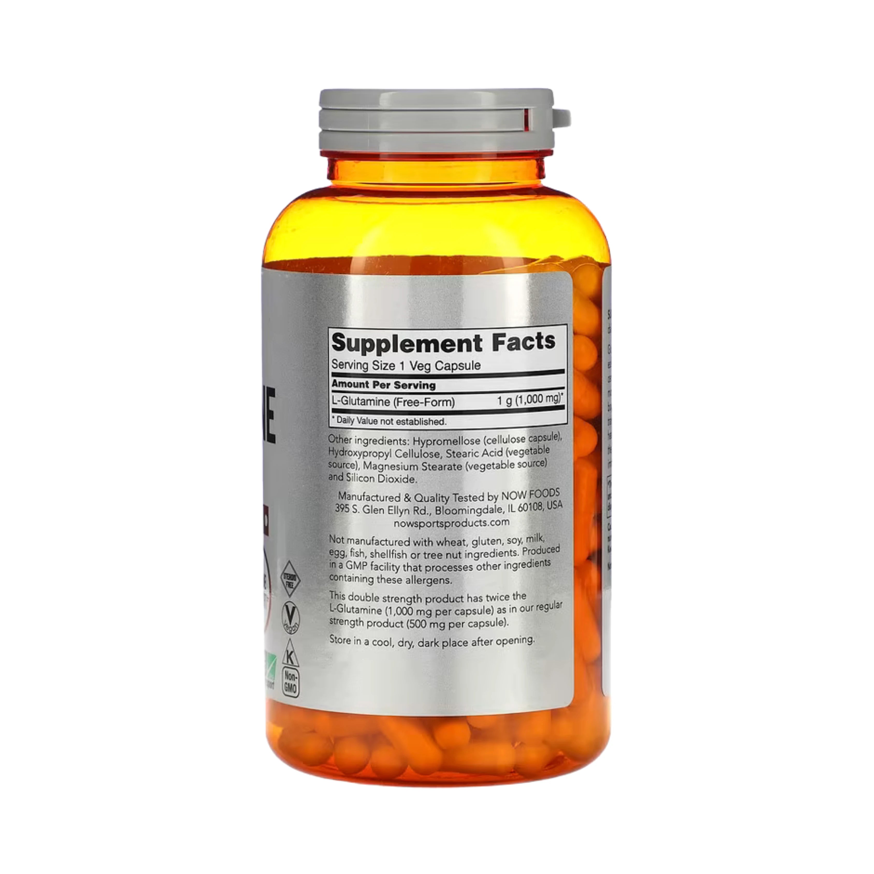 NOW Foods, Sports, L-Glutamine, 1,000 mg, 240 Veg Capsules
