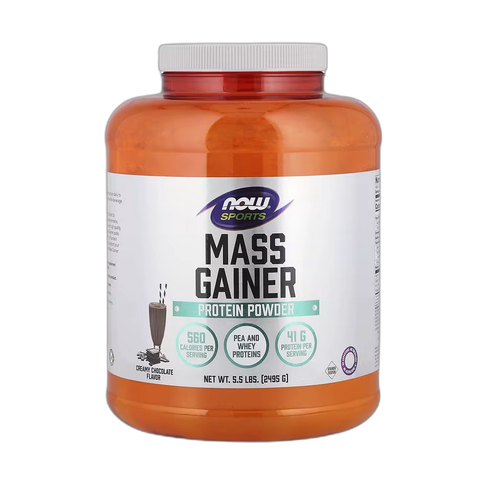 NOW Foods, Sports, Mass Gainer Protein Powder, Creamy Chocolate , 5.5 lbs, 2,495 g