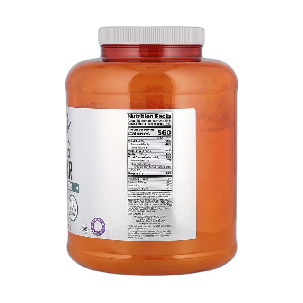 NOW Foods, Sports, Mass Gainer Protein Powder, Creamy Chocolate , 5.5 lbs, 2,495 g