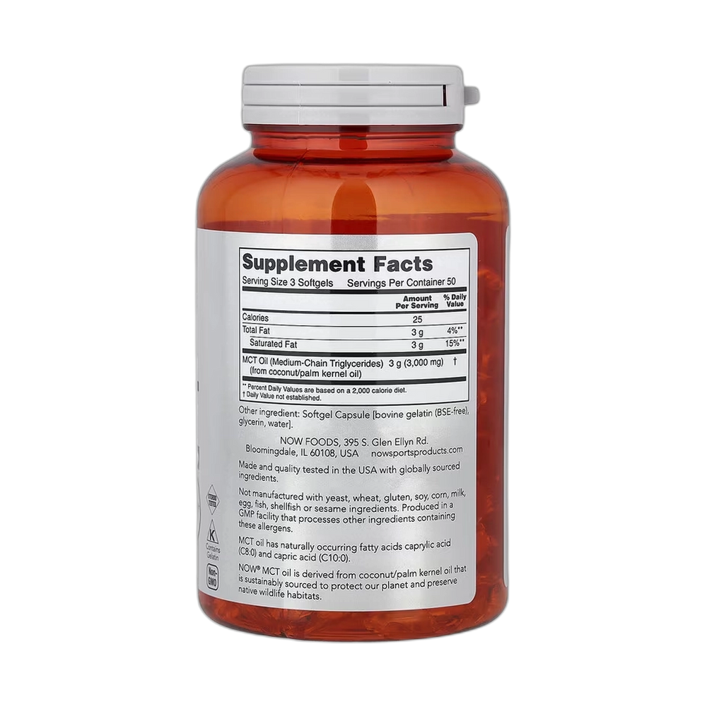 NOW Foods, Sports, MCT Oil, 1,000 mg, 150 Softgels